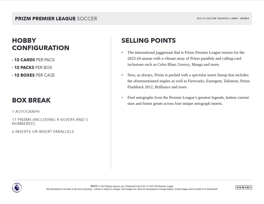 2023-24 Panini Prizm Premier League Soccer Hobby Box