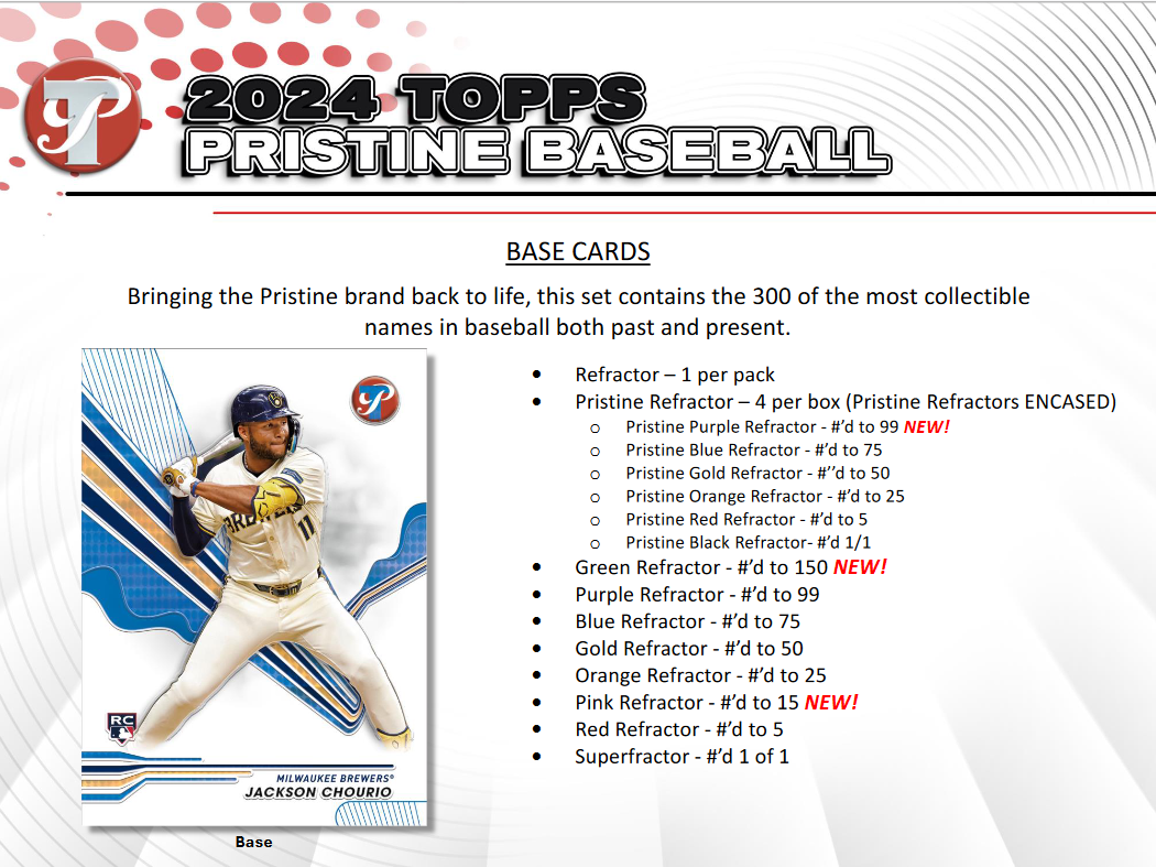 2024 Topps Pristine Baseball Hobby 8 Box Case